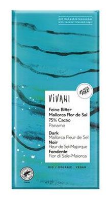 Vivani Feine Bitter Mallorca Flor de Sal 75% Cacao Panama 80g