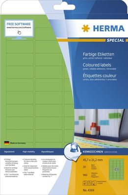 HERMA 4369 Universal-Etiketten Special, 45,7 x 21,2 mm, grü?n