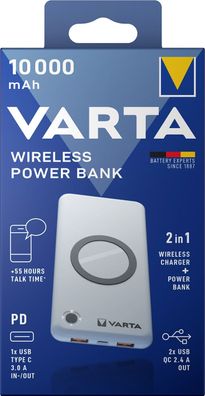 Varta 57913 101 111 Ladestation Wireless Power Bank 10.000mAh weiß