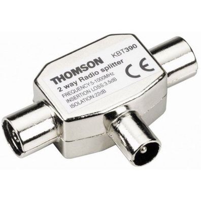 Thomson TV Splitter T AntennenAdapter Verteiler IEC 2Fach Koaxial Koax