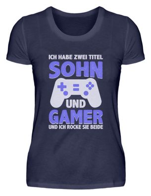 ich habe zwei titel sohn und gamer - Damen Premiumshirt
