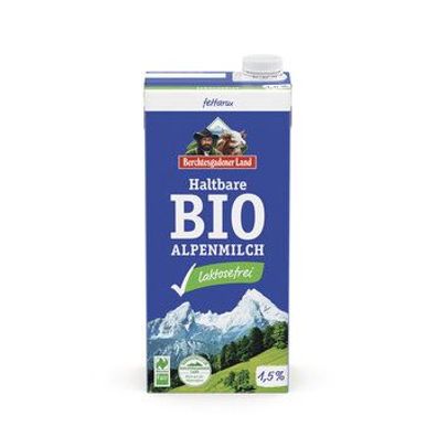 Berchtesgadener Land Bio Haltbare Bio-Alpenmilch laktosefrei 1,5% Fett NL-Fair 1l