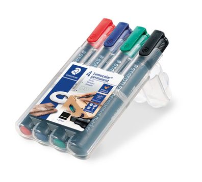 Staedtler® 350 WP4 Permanentmarker Lumocolor® 350, nachfüllbar, Staedtler Box mit