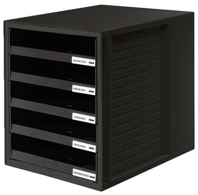 HAN 1401-13 Schublabdenbox Schrank-set - A4/C4, 5 offene Schubladen, schwarz