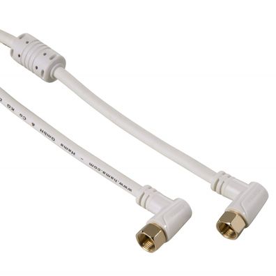 Hama 5m Sat-Kabel 95dB 90° Winkel-Stecker TV Antennen-Kabel F-Stecker Koax-Kabel