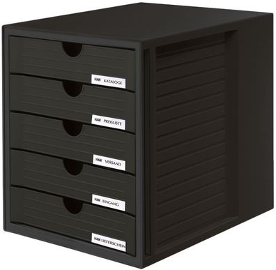 HAN 1450-13 Schubladenbox Systembox - A4/C4, 5 geschlossene Schubladen, schwarz