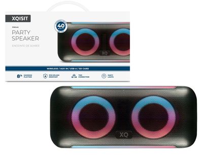 XQISIT Party Boom Box Bluetooth Speaker 40W Lautsprecher LED Licht-Effekte AUX