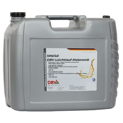 10W/40 DBV-Leichtlauf-Motorenöl (teilsynthetisch) 20-Liter-Kanister