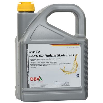 DBV 5W/30 SAPS Rußpartikelfilteröl C1 für Ford, Mazda, Volvo 4 x 5-Liter-Kanne