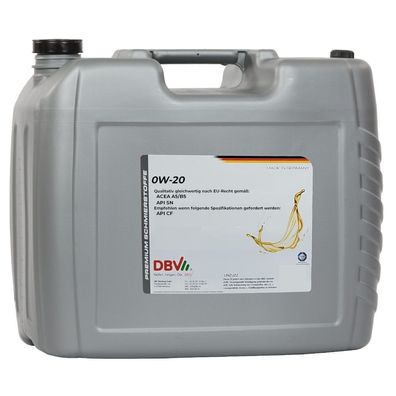 DBV 0W/20 vollsynthetisches Motorenöl 20-Liter-Kanister