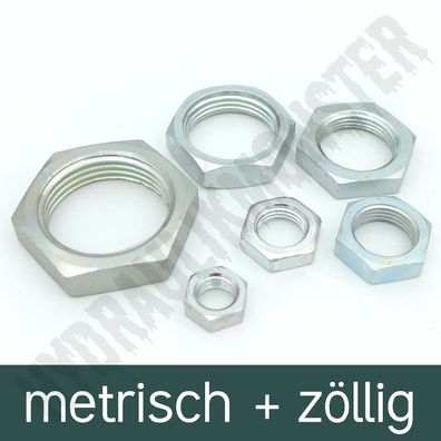 Hydraulik Sechskant Kontermutter Gegenmutter Rohrmutter Schott metrisch, zöllig