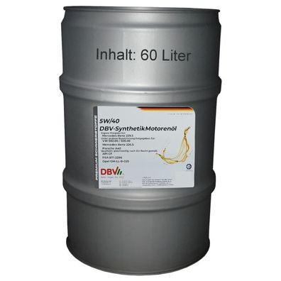5W/40 DBV-Synthetik-Motorenöl neuester Generation 60-Liter-Fass