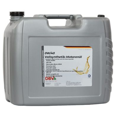 0W/40 DBV-Vollsynthetik-Motorenöl 20-Liter-Kanister