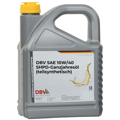 DBV SAE 10W/40 SHPD-Ganzjahresöl (teilsynthetisch) 2 x 5-Liter-Kanne