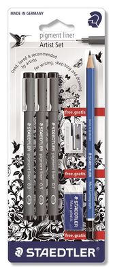 Staedtler® 308 SBK3P Feinschreiber pigment liner - Blisterkarte mit 3 Stärken