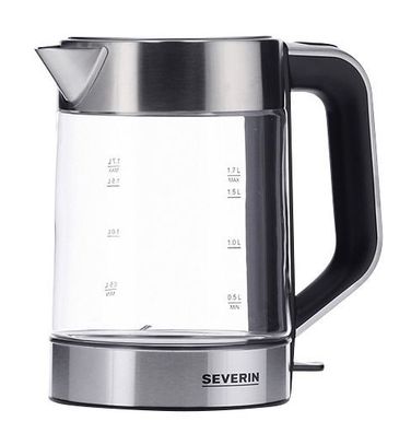 Severin WK 3420 Wasserkocher - 1,7 Liter, Glas/Edelstahl/schwarz