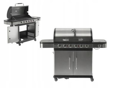 Gasgrill, Barbecue-Grill, 6 + 1 Edelstahl 20,2 KW, Außenküche