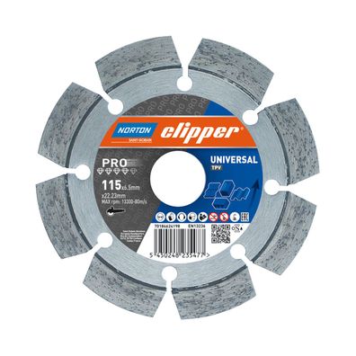 Norton Clipper Diamanttrennscheibe Rissfräser Pro Universal TP-V - 115x6,5x22,2 mm