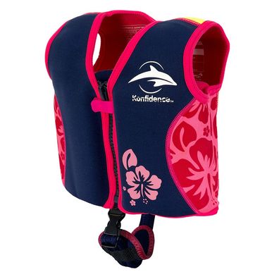 Konfidence Jacket Schwimmweste Navy/Pink Hibiscus mit abnehmbaren Sicherheitsgurt