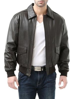 schwarze Lederjacke für Herren schwarze Bomberjacke aus Leder