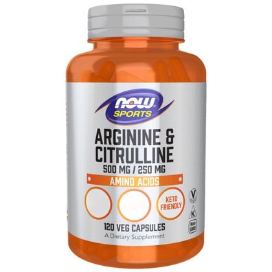 Now Foods, Arginine 500mg & Citrulline 250mg, 120 Veg. Kapseln