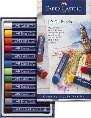 FaberCastell 127012 Creative Studio Ölpastellkreide, 12 Farben sortiert im Kartonetui