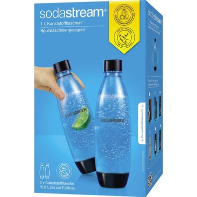 sodastream DUO-2PF Trinkflasche Kunststoff 1 Liter - transparent/schwarz, 2er-Pack