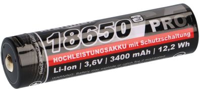 Kraftmax 18650 Pro Hochleistungsakku Li-Ion 3,6V 3400mAh inkl. Micro-USB Ladebuchse