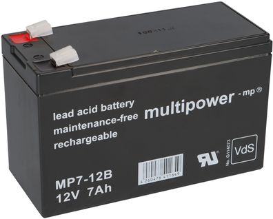 Multipower Blei-Akku MP7-12B Pb 12V 7Ah VdS Faston 6,3 mm