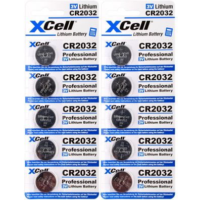 10er Spar-Set XCell CR2032 Lithium-Knopfzelle 3V / 220mAh (2x5er Pack)