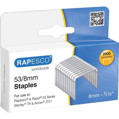 Rapesco 752 Rapesco Heftklammern 53/8, verzinkt, 2.000 Stück