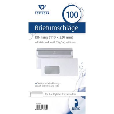 Posthorn Briefumschlag 02220617 DIN lang mF sk 75g ws 100 St./Pack