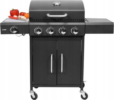 Gasgrill, Barbecue-Grill, 4 + 1 Edelstahl 14,4 KW, Außenküche