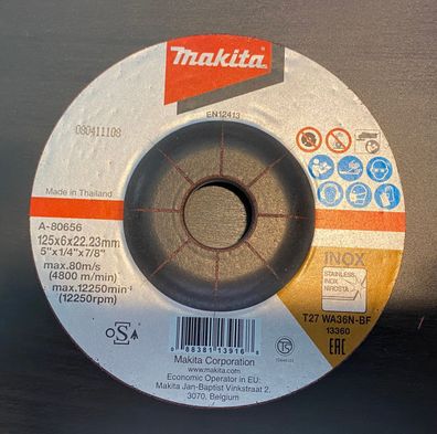 Makita A-80656 Schruppscheibe 125x6x22mm Inox (1 Stück)