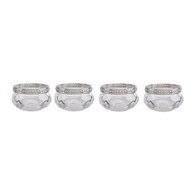 Clayre & Eef Teelichthalter 4er Set Ø 6x3 cm Glas Metall (Gr. (4) Ø 6x3 cm)