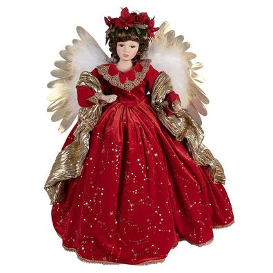 Clayre & Eef Weihnachtsdekorationsfigur Engel 65 cm Rot Kunststoff (Gr. 50x30x65 cm)