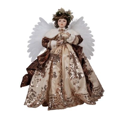 Clayre & Eef Dekorationsfigur Engel 65 cm Beige Kunststoff (Gr. 50x30x65 cm)