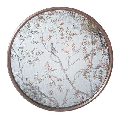 Clayre & Eef Spiegel Ø 61x3 cm Kupferfarbig Glas Vögel auf Zweigen (Gr. Ø 61x3 cm)