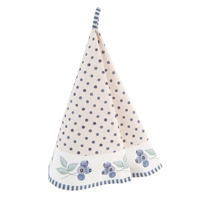 Clayre & Eef Geschirrtuch Ø 80 cm Beige Blau Baumwolle Rund Blaubeeren (Gr. Ø 80 cm)