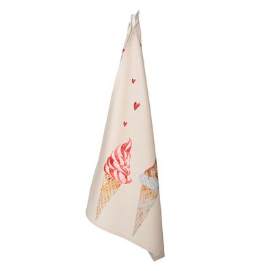 Clayre & Eef Geschirrtuch 50x70 cm Beige Rosa Baumwolle Rechteck Eis (Gr. 50x70 cm)