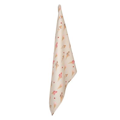 Clayre & Eef Geschirrtuch 50x70 cm Beige Rosa Baumwolle Rechteck Eis (Gr. 50x70 cm)