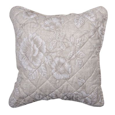 Clayre & Eef Kissenbezug 40x40 cm Beige Weiß Polyester Quadrat Blumen (Gr. 40x40 cm)