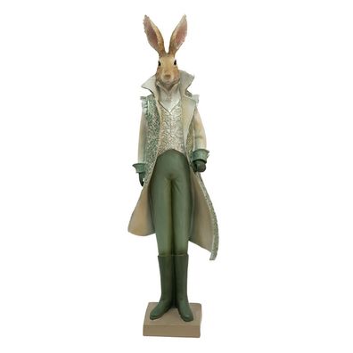 Clayre & Eef Figur Kaninchen 61 cm Grün Braun Polyresin (Gr. 18x14x61 cm)