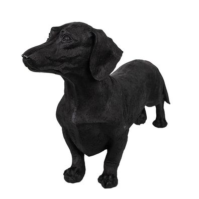 Clayre & Eef Dekorationsfigur Hund 37x11x23 cm Schwarz Kunststoff (Gr. 37x11x23 cm)