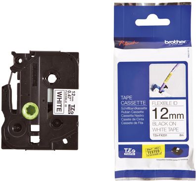 Brother TZEFX231 TZe-FX231 Schriftbandkassette - laminiert, 12 mm x 8 m, schwarz