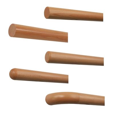 TIBU Handlauf Holz Buche Ø 50 mm Geländer Wand Treppe Holzenden ohne Handlauf Halter