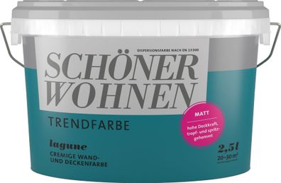 2,5L Schöner Wohnen Trend Wandfarbe matt Lagune