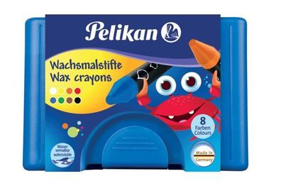 Pelikan 722959 Wachsmalstift 666/8, rund, Wachskreide, 8 Farben