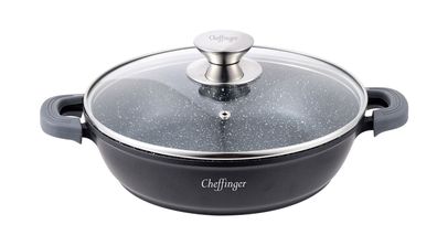 Servierpfanne Schmorpfanne Kochtopf Deckel Induktion Ø28cm Aluguss Topf Pfanne
