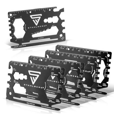 Stahlwerk Toolcard Multitool aus Stahl 18 in 1 Multifunktionswerkzeug 5er Set